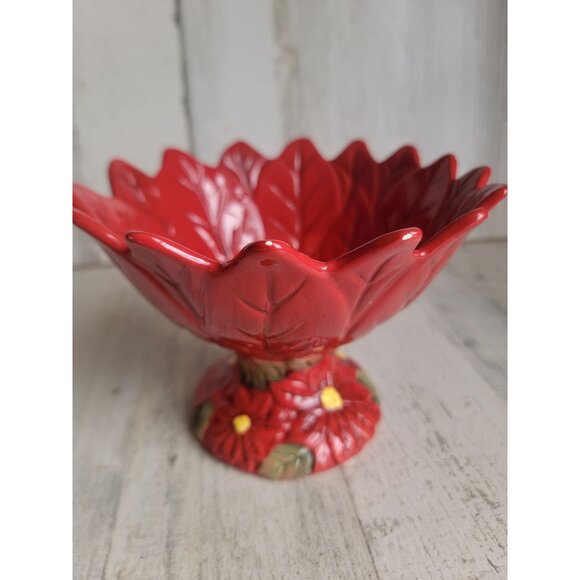 Certified International Susan winget Poinsettia Bowl‎ candy floral flower home - Picture 6 of 8